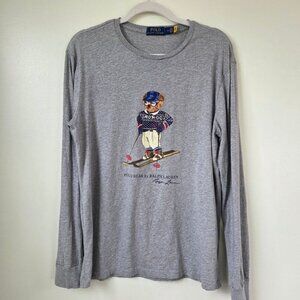 Polo Ralph Lauren Men's Ski Polo Bear Graphic Long Sleeve T-Shirt Medium